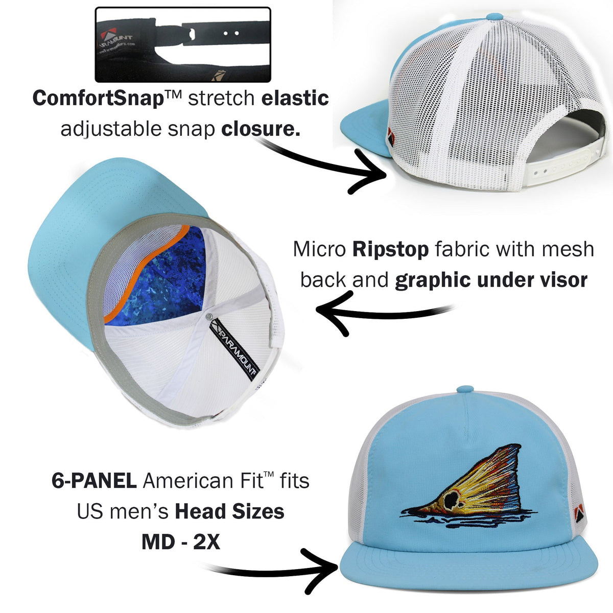 Redfish Tail Mesh Back Performance Hat - Hazy Fly Fishing