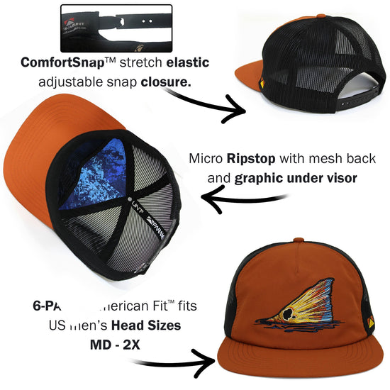 Redfish Tail Mesh Back Performance Hat - Hazy Fly Fishing