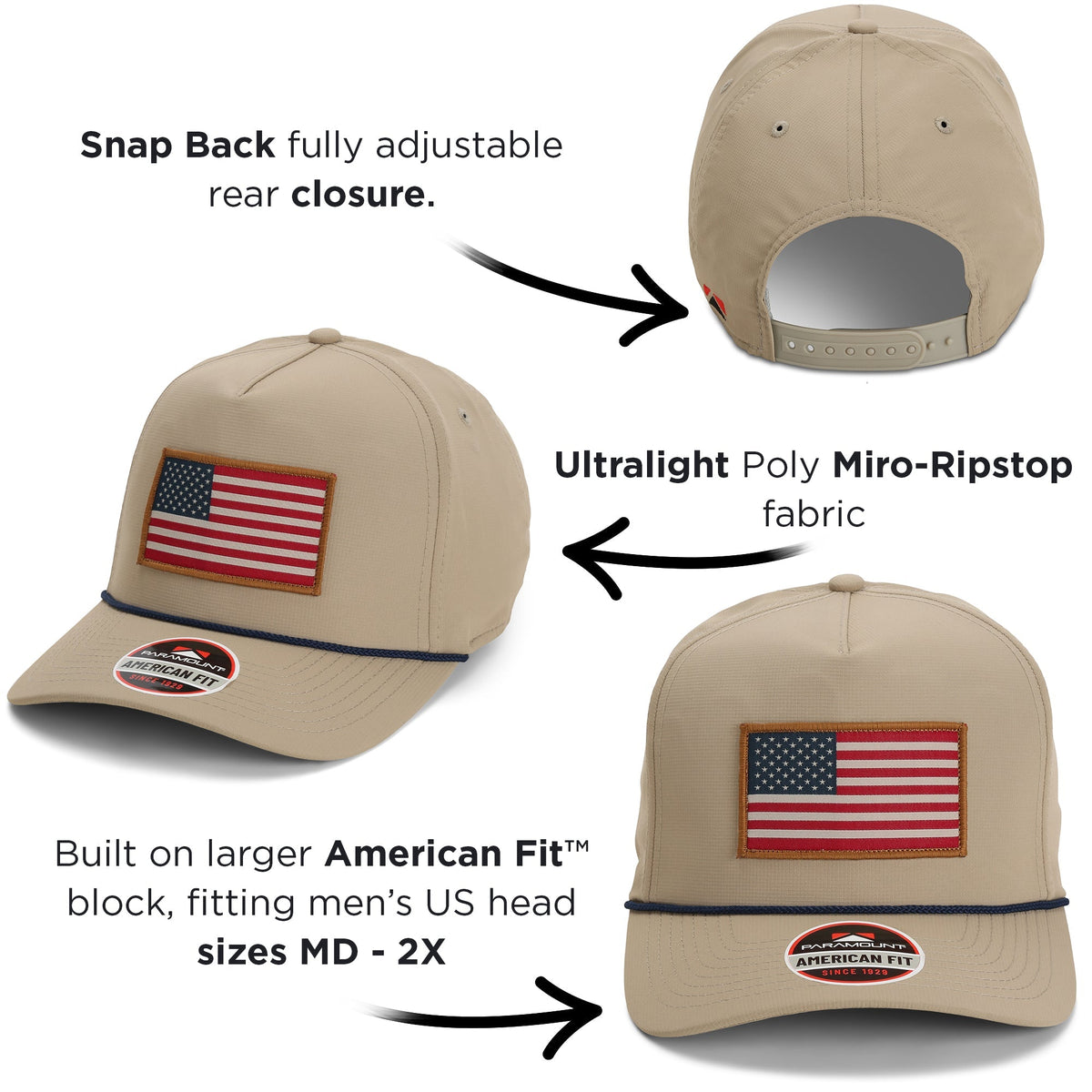Ridgeline American Flag Trucker Hat Rope Cap - Hazy Fly Fishing