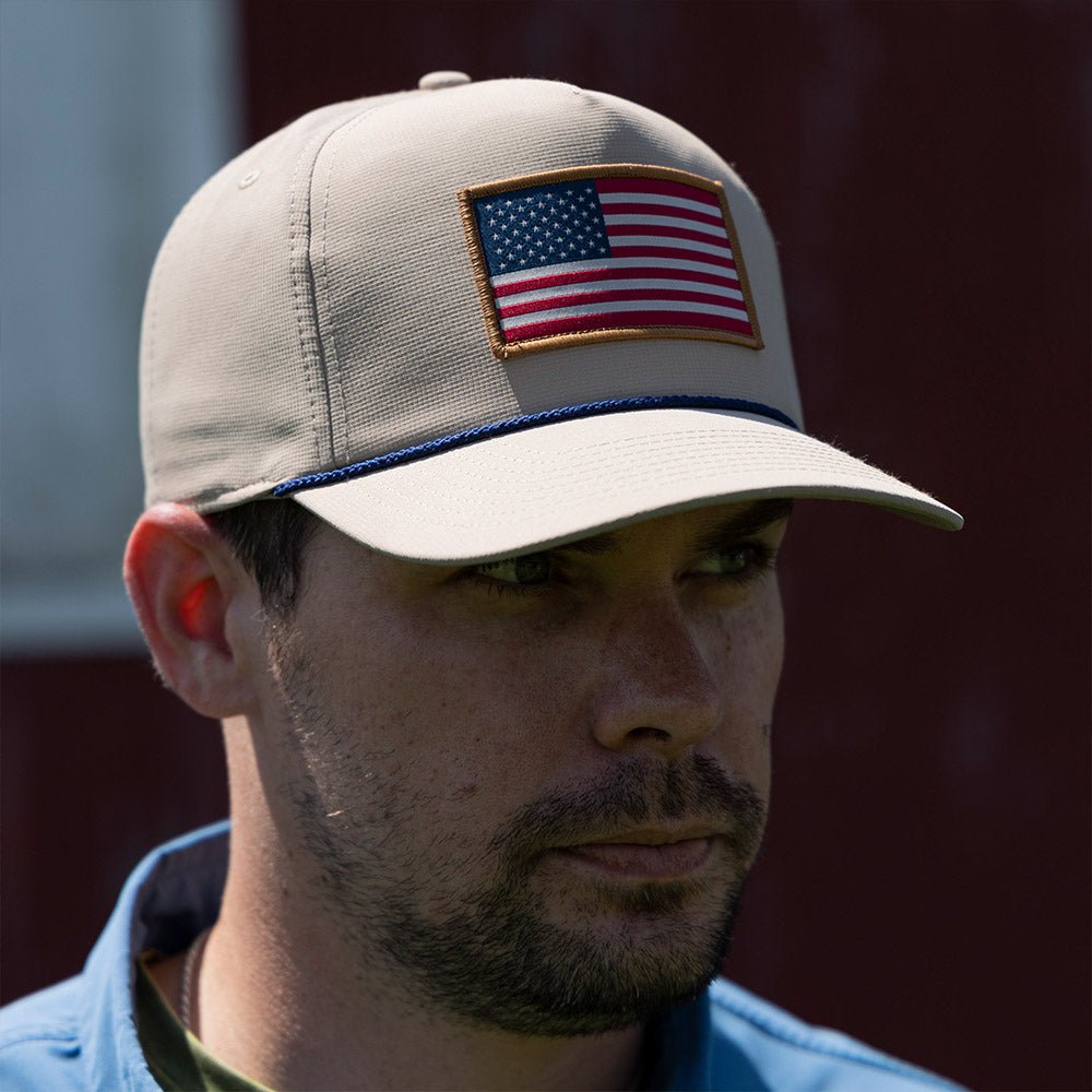 Ridgeline American Flag Trucker Hat Rope Cap - Hazy Fly Fishing