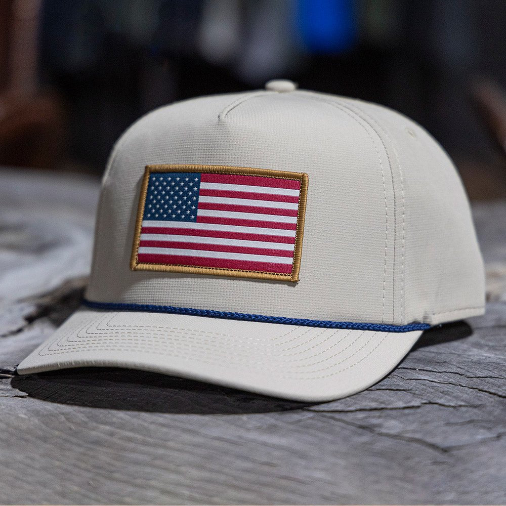 Ridgeline American Flag Trucker Hat Rope Cap - Hazy Fly Fishing