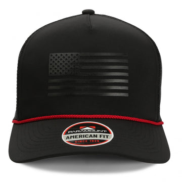 Ridgeline Thin Red Line - trucker Hat American Flag Rope Cap - Hazy Fly Fishing