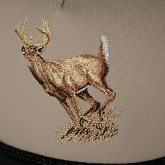 Running Deer 5-Panel Wax Cloth Visor Trucker Hat - Hazy Fly Fishing
