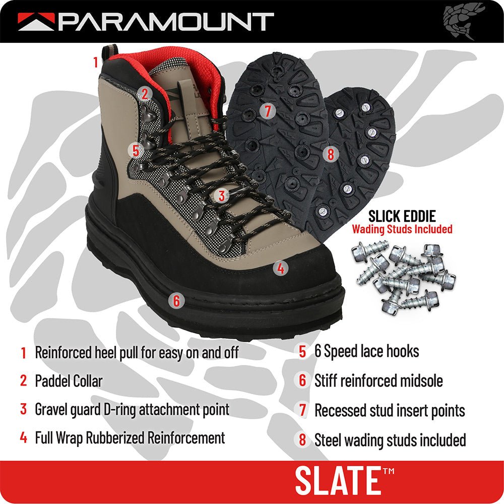 Slate Cleated Rubber Bottom Wading Boots - Hazy Fly Fishing