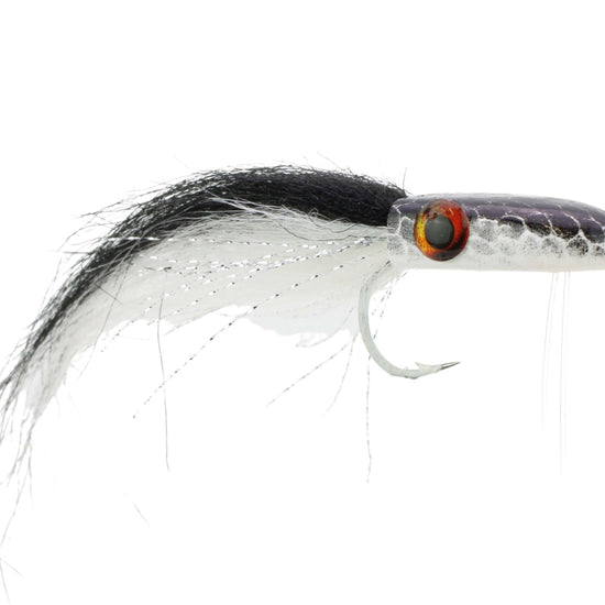 Snake Head Popper, Size 2/0 | Black and White | Qty. 2 | Wild Water Fly Fishing - Hazy Fly Fishing