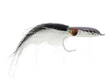 Snake Head Popper, Size 2/0 | Black and White | Qty. 2 | Wild Water Fly Fishing - Hazy Fly Fishing