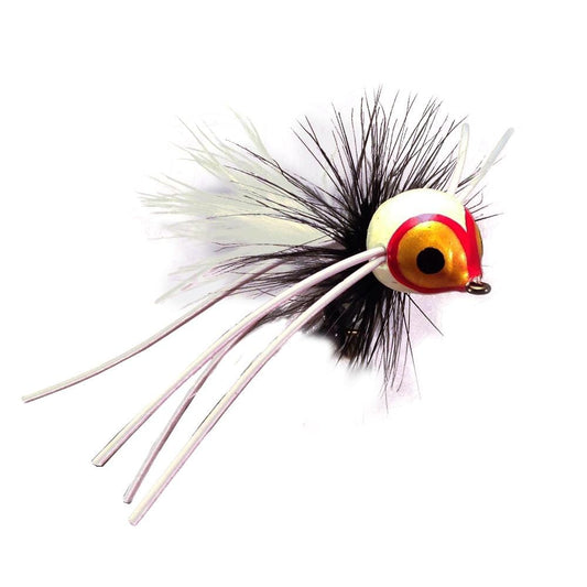 Spherical Body Popper, Size 10 | Black and White | Qty. 4 | Wild Water Fly Fishing - Hazy Fly Fishing