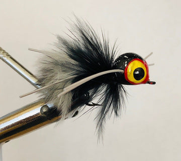 Spherical Body Popper, Size 4 |Black and White | Qty. 4 | Wild Water Fly Fishing - Hazy Fly Fishing