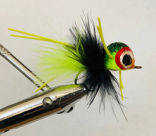Spherical Head Popper, Size 4 | Frog Pattern | Qty. 4 | Wild Water Fly Fishing - Hazy Fly Fishing