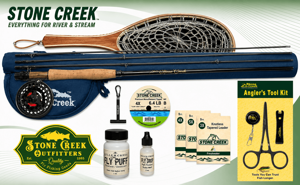 Stone Creek™ Trout Stalker™ Rod/Reel Outfit Starter Kit - Hazy Fly Fishing