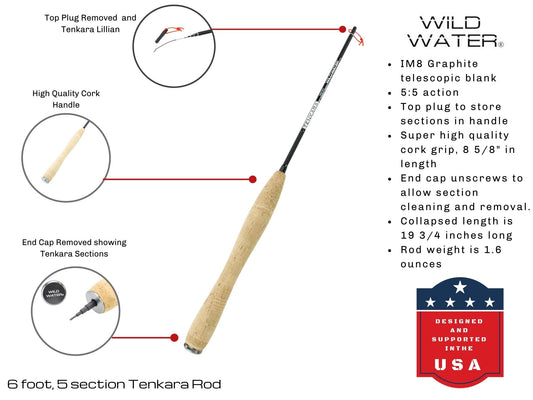 Tenkara Fly Fishing Kit, 6 ft Rod| Wild Water Fly Fishing - Hazy Fly Fishing
