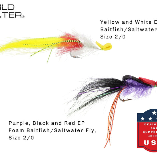 Top Water Baitfish Fly Assortment, 12 Saltwater Flies | Fly Box | Wild Water Fly Fishing - Hazy Fly Fishing