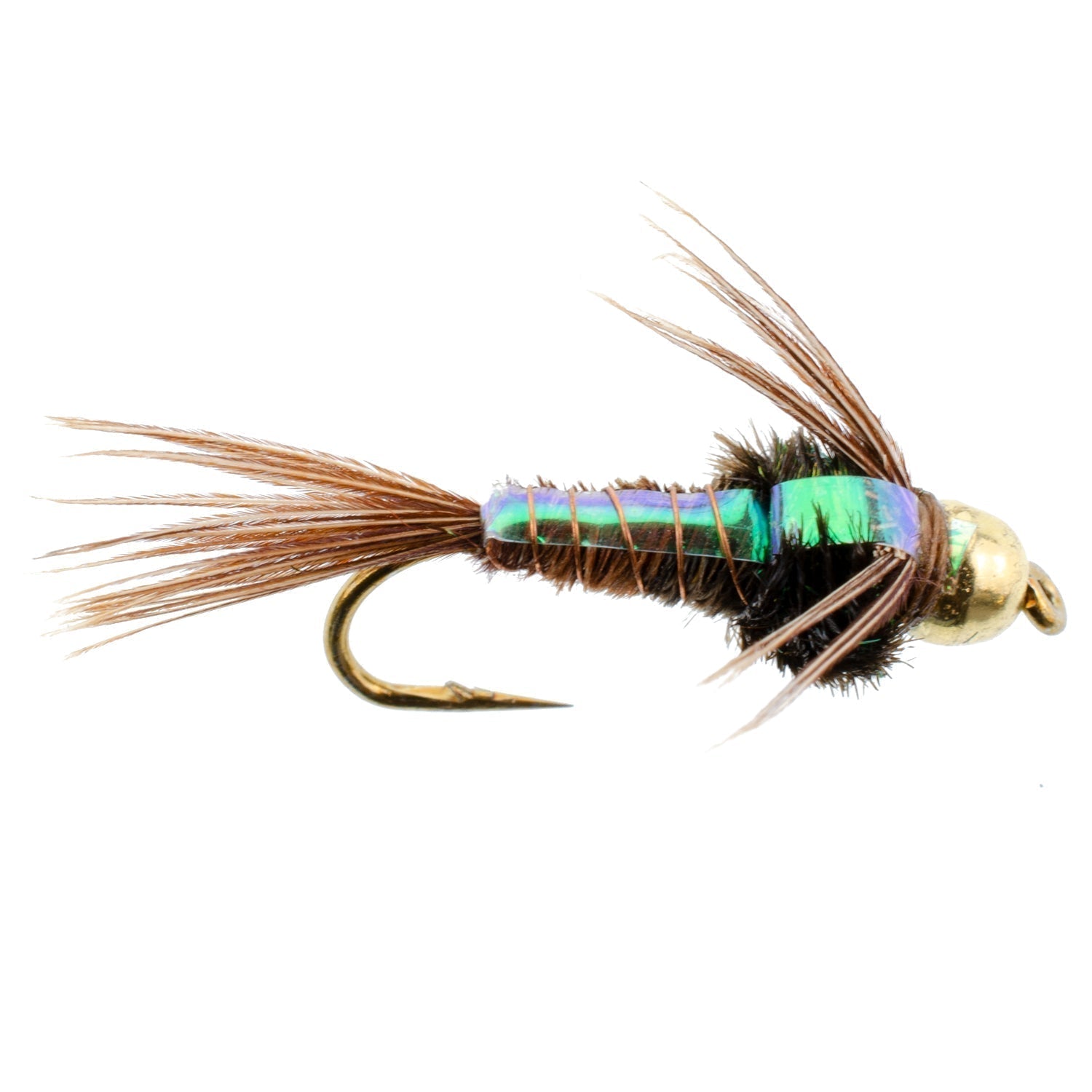 Tungsten Bead Head Flash Back Pheasant Tail Nymph 1 Dozen Flies Size 10 - Hazy Fly Fishing