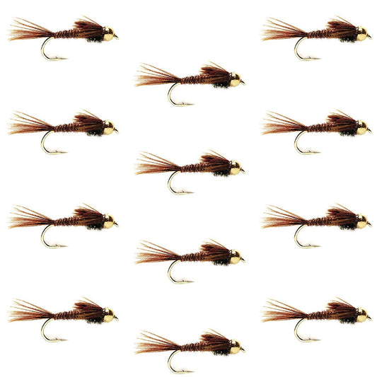 Tungsten Bead Head Pheasant Tail Nymph 1 Dozen Flies Size 14 - Hazy Fly Fishing