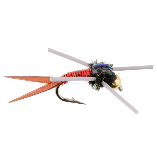 Tungsten Bead Head Rubber Legs Red Copper John Nymph Fly Fishing Flies - Set of 6 Flies Hook Size 16 - Hazy Fly Fishing