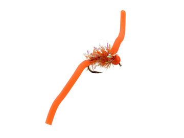 Tungsten Bead Head Squirmy Worm 2.0, Size 12 | Orange | Qty. 6 | Wild Water Fly Fishing - Hazy Fly Fishing