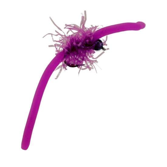 Tungsten Bead Head Squirmy Worm 2.0, Size 12 | Purple | Qty. 6 | Wild Water Fly Fishing - Hazy Fly Fishing