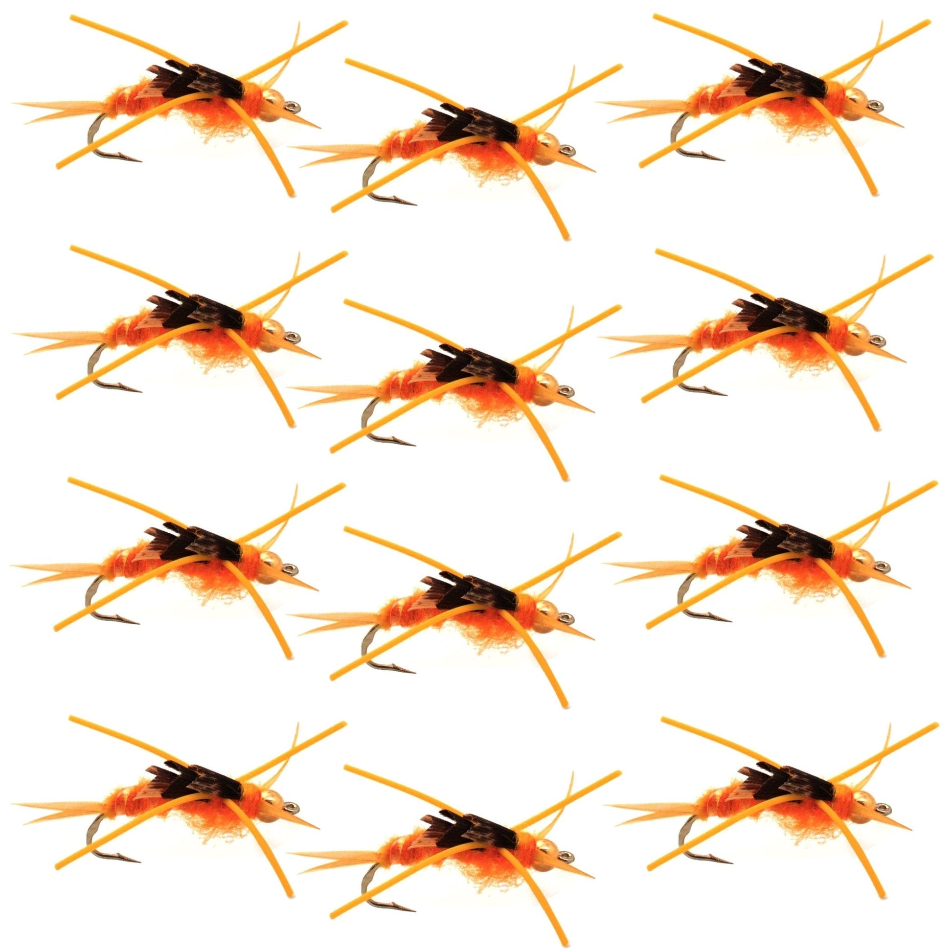 Tungsten Bead Kaufmann's Golden Stone Fly Nymph Rubber Legs - 1 Dozen Hook Size 8 - Hazy Fly Fishing