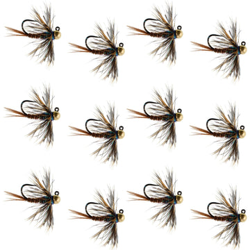 Tungsten Bead Soft Hackle Pheasant Tail Tactical Jig Czech Nymph Euro Nymphing Fly - 1 Dozen Flies Size 16 - Hazy Fly Fishing