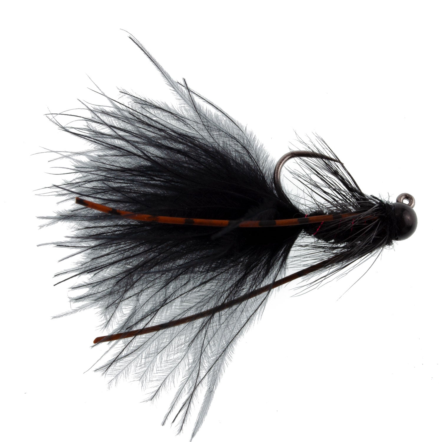 Tungsten Bead Tactical Black Mini Bugger Czech Nymph Euro Nymphing Fly - 6 Flies Size 8 - Hazy Fly Fishing