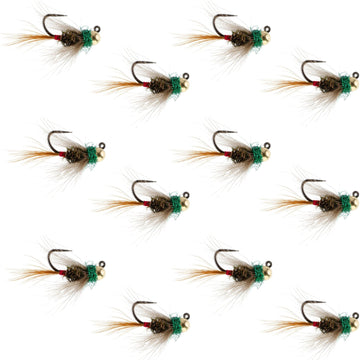 Tungsten Bead Tactical CDC Frenchie Czech Nymph Euro Nymphing Fly - 1 Dozen Flies Size 12 - Hazy Fly Fishing