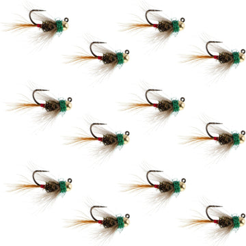 Tungsten Bead Tactical CDC Frenchie Czech Nymph Euro Nymphing Fly - 1 Dozen Flies Size 16 - Hazy Fly Fishing