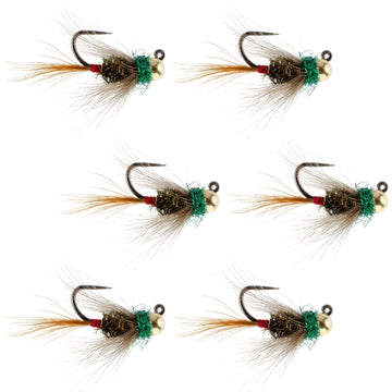 Tungsten Bead Tactical CDC Frenchie Czech Nymph Euro Nymphing Fly - 6 Flies Size 14 - Hazy Fly Fishing