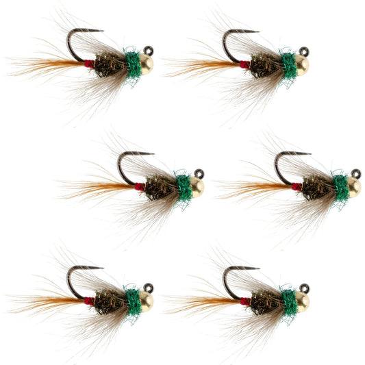 Tungsten Bead Tactical CDC Frenchie Czech Nymph Euro Nymphing Fly - 6 Flies Size 14 - Hazy Fly Fishing