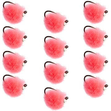 Tungsten Bead Tactical Euro Hot Pink Jig Egg Barbless Czech Nymph Fly - 1 Dozen Flies Size 16 - Hazy Fly Fishing