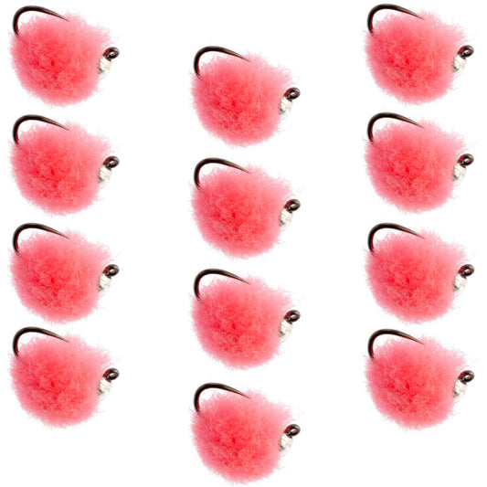 Tungsten Bead Tactical Euro Hot Pink Jig Egg Barbless Czech Nymph Fly - 1 Dozen Flies Size 16 - Hazy Fly Fishing