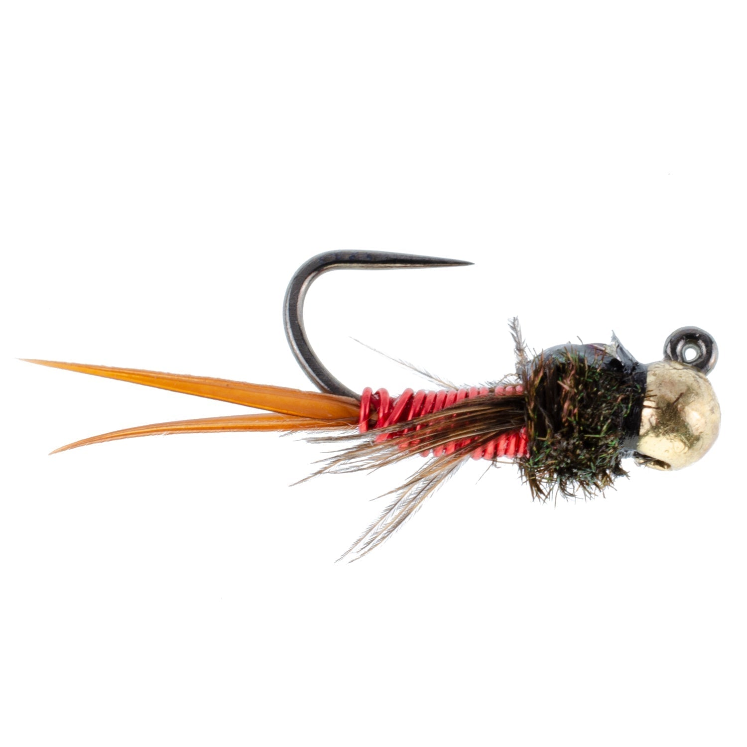 Tungsten Bead Tactical Jig Copper John Red Czech Nymph Euro Nymphing Fly - 6 Flies Size 14 - Hazy Fly Fishing