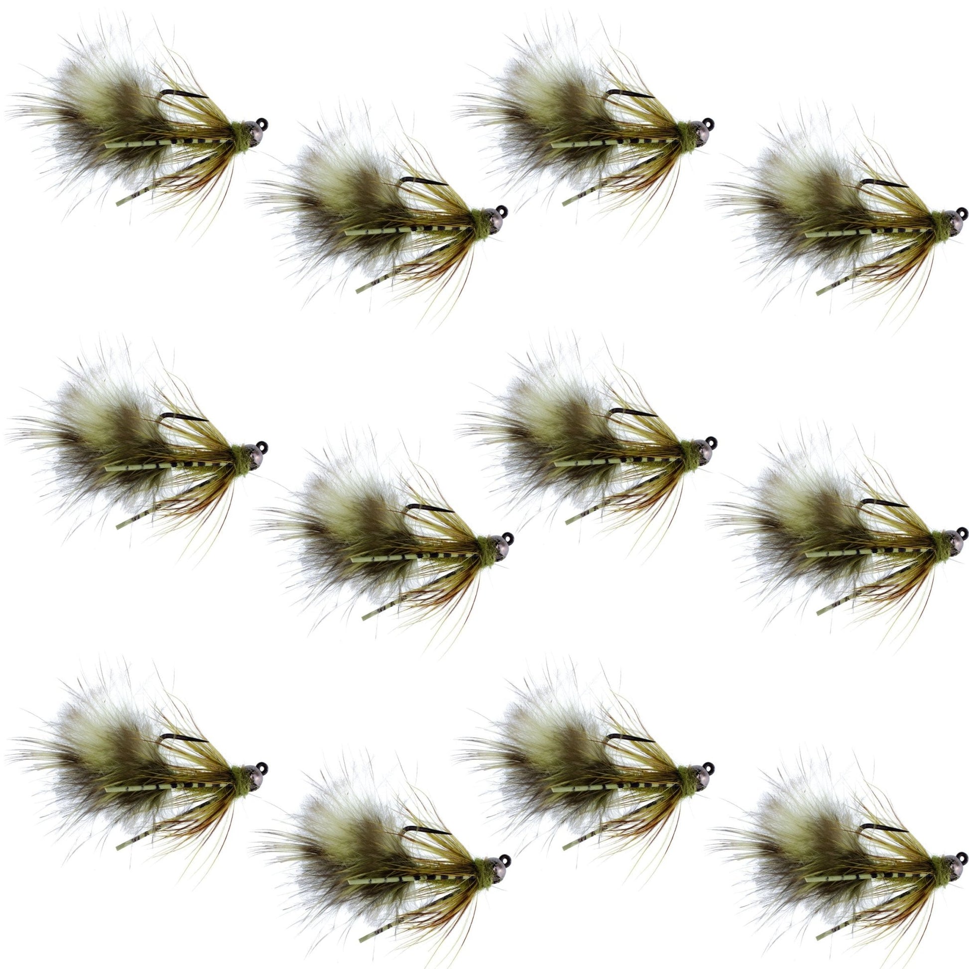 Tungsten Bead Tactical Mini Bugger Czech Nymph Euro Nymphing Fly - 1 Dozen Flies Size 12 - Hazy Fly Fishing