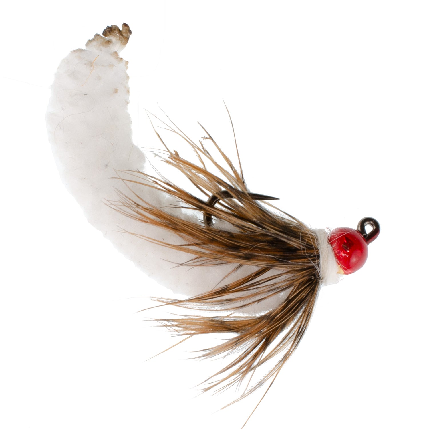 Tungsten Bead White Mop Fly Tactical Jig Czech Euro Nymph Barbless Fly - 6 Flies Size 14 - Hazy Fly Fishing