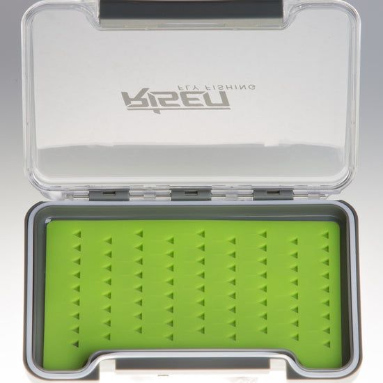 Waterproof fly boxes with green silicone insert - Hazy Fly Fishing