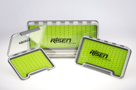 Waterproof fly boxes with green silicone insert - Hazy Fly Fishing