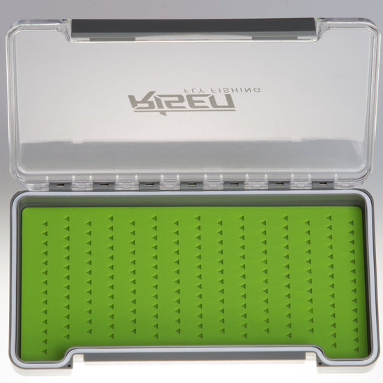 Waterproof fly boxes with green silicone insert - Hazy Fly Fishing