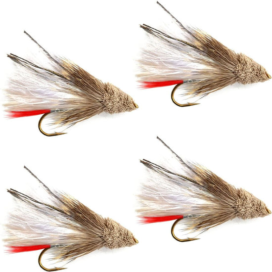 White Marabou Muddler Minnow Streamer Flies - 4 Fly Fishing Flies - Hook Size 8 - Hazy Fly Fishing