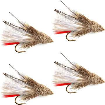 White Marabou Muddler Minnow Streamer Flies - 4 Fly Fishing Flies - Hook Size 8 - Hazy Fly Fishing