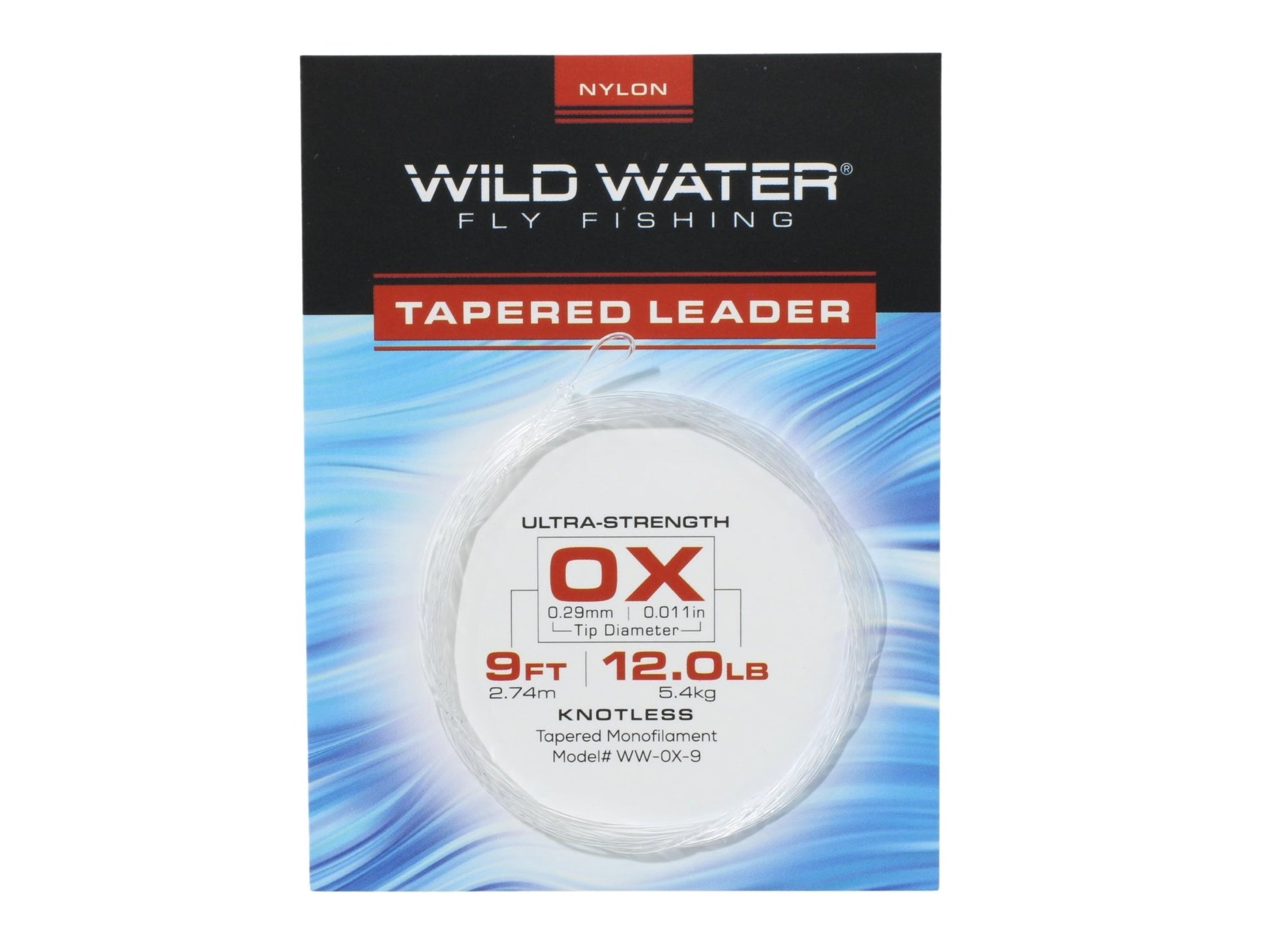 Wild Water Fly Fishing 9' Tapered Nylon Monofilament Leader 0X, 6 Pack - Hazy Fly Fishing