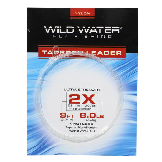 Wild Water Fly Fishing 9' Tapered Nylon Monofilament Leader 2X, 6 Pack - Hazy Fly Fishing