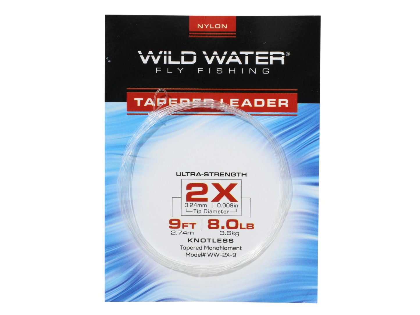 Wild Water Fly Fishing 9' Tapered Nylon Monofilament Leader 2X, 6 Pack - Hazy Fly Fishing