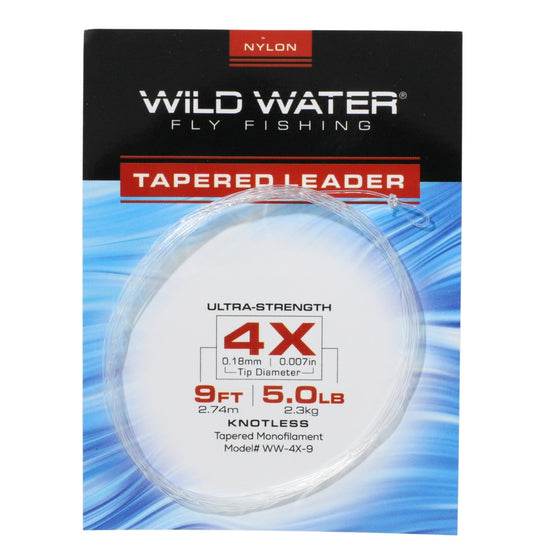 Wild Water Fly Fishing 9' Tapered Nylon Monofilament Leader 4X, 6 Pack - Hazy Fly Fishing