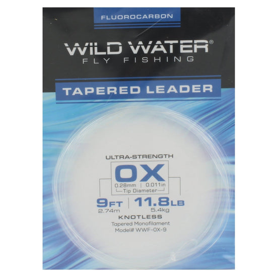 Wild Water Fly Fishing Fluorocarbon Leader 0X, 9', 3 Pack - Hazy Fly Fishing