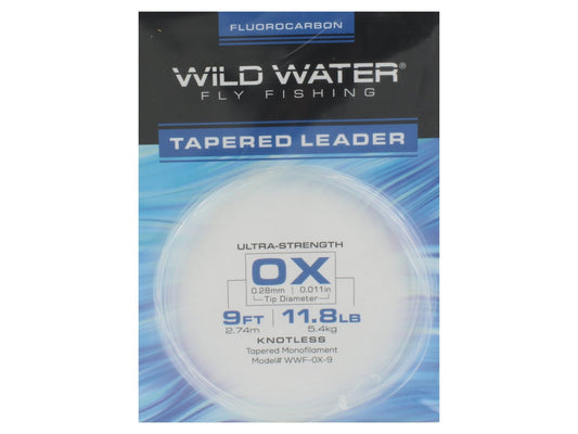 Wild Water Fly Fishing Fluorocarbon Leader 0X, 9', 3 Pack - Hazy Fly Fishing