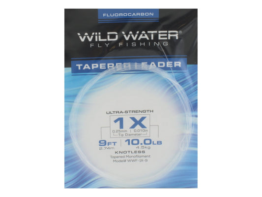 Wild Water Fly Fishing Fluorocarbon Leader 1X, 9', 3 Pack - Hazy Fly Fishing