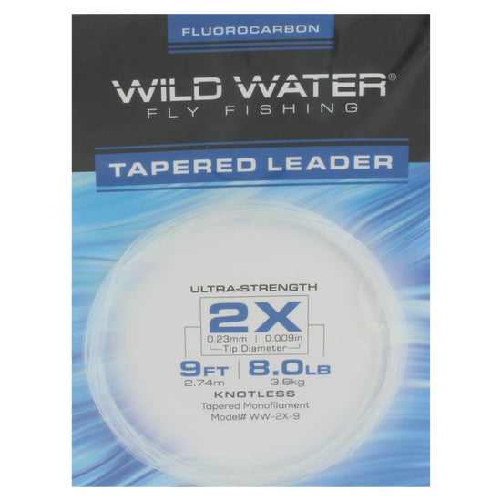 Wild Water Fly Fishing Fluorocarbon Leader 2X, 9', 3 Pack - Hazy Fly Fishing
