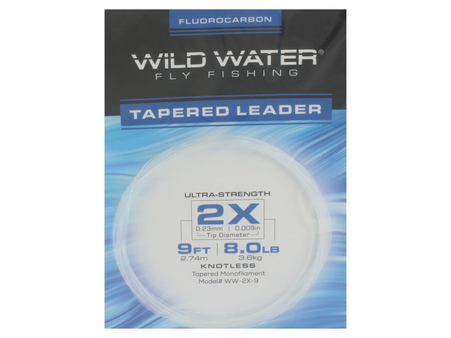 Wild Water Fly Fishing Fluorocarbon Leader 2X, 9', 3 Pack - Hazy Fly Fishing