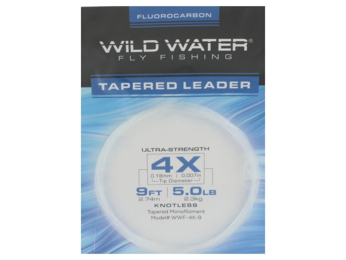 Wild Water Fly Fishing Fluorocarbon Leader 4X, 9', 3 Pack - Hazy Fly Fishing