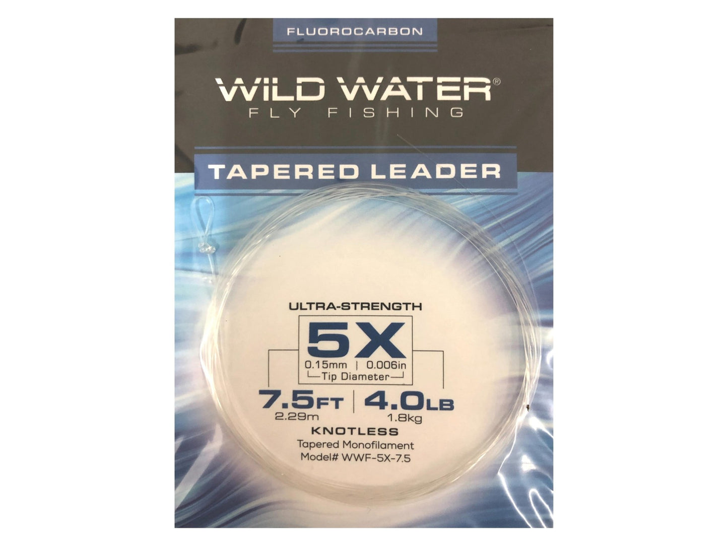 Wild Water Fly Fishing Fluorocarbon Leader 5X, 7.5', 3 Pack - Hazy Fly Fishing