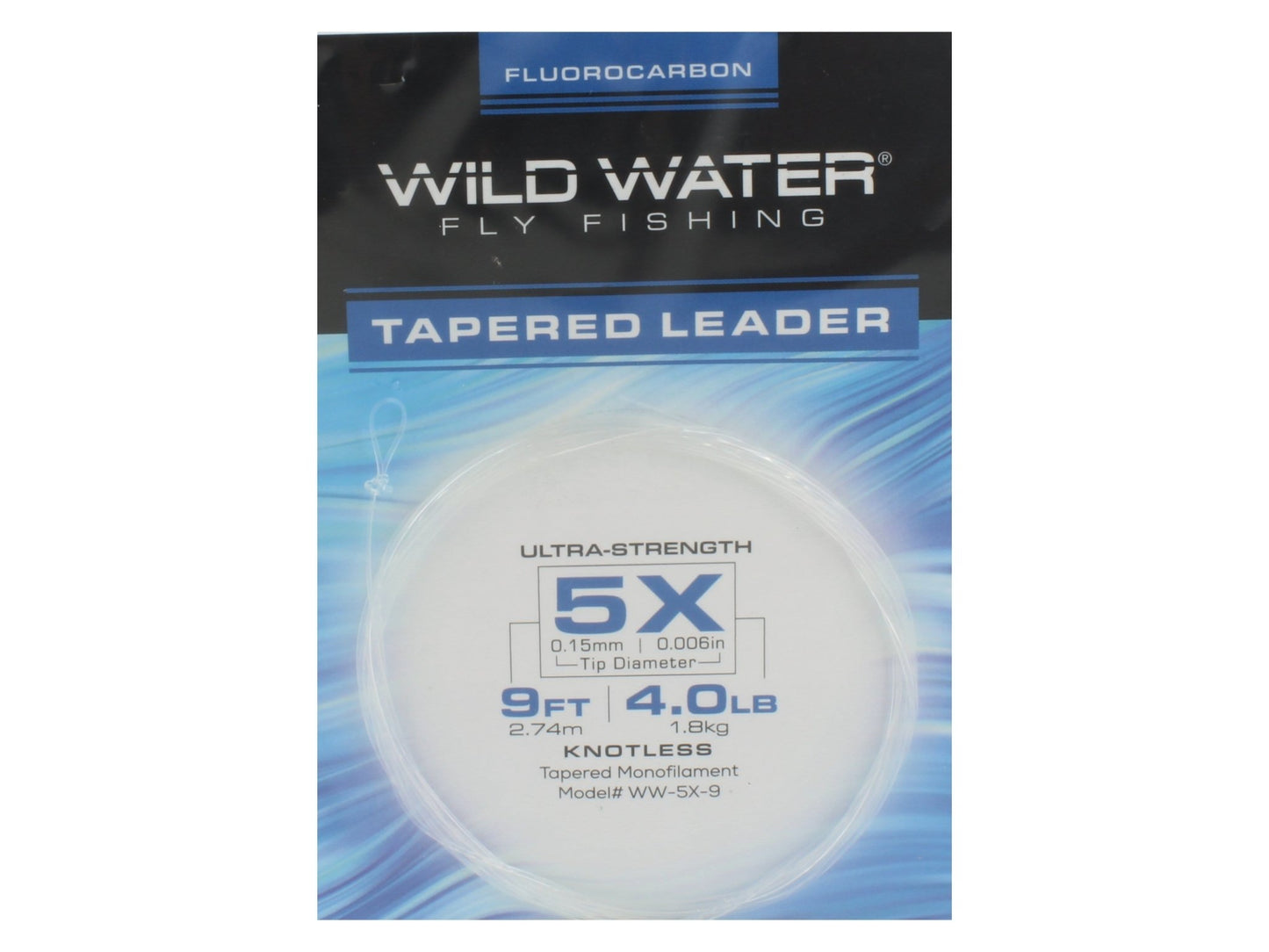 Wild Water Fly Fishing Fluorocarbon Leader 5X, 9', 3 Pack - Hazy Fly Fishing